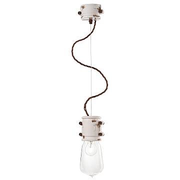 Lampadario Vintage Urban Ferro E Ceramica Bianco 1 Luce E27 12Cm