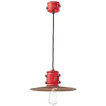 Lampadario Vintage Urban Ferro E Ceramica Rosso 1 Luce E27 40Cm