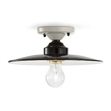 Plafoniera Vintage B&W Metallo Smaltato Nero E Bianco 1 Luce E27 25Cm Plafoniera Vintage B&W Metallo Smaltato Nero E Bianco 1 Luce E27 25Cm