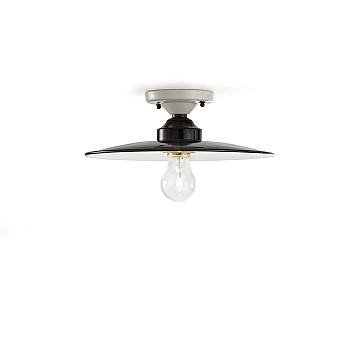 Plafoniera Vintage B&W Metallo Smaltato Nero E Bianco 1 Luce E27 30Cm Plafoniera Vintage B&W Metallo Smaltato Nero E Bianco 1 Luce E27 30Cm