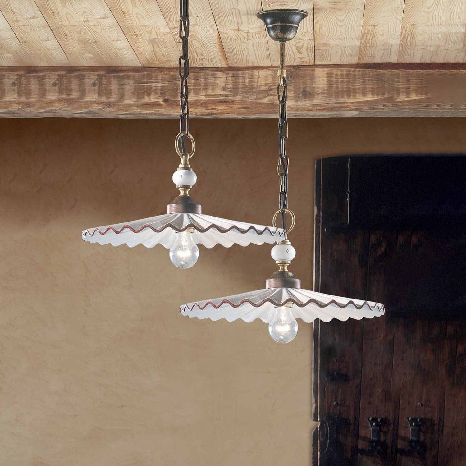Lampadario Classico L'Aquila Metallo E Ceramica Nero Sfumato Rame 1 Luce E27 C163-NR-MA