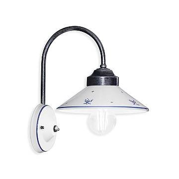 Applique Classica Asti Ottone E Ceramica Nero Sfumato Argento 1 Luce E27