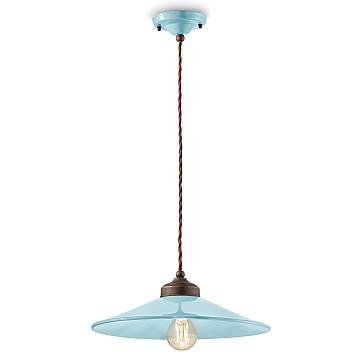 Lampadario Vintage Colors Ferro E Ceramica Azzurro 1 Luce E27 35Cm Lampadario Vintage Colors Ferro E Ceramica Azzurro 1 Luce E27 35Cm