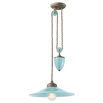 Lampadario Vintage Colors Saliscendi Ferro E Ceramica Azzurro 1 Luce E27 Lampadario Vintage Colors Saliscendi Ferro E Ceramica Azzurro 1 Luce E27