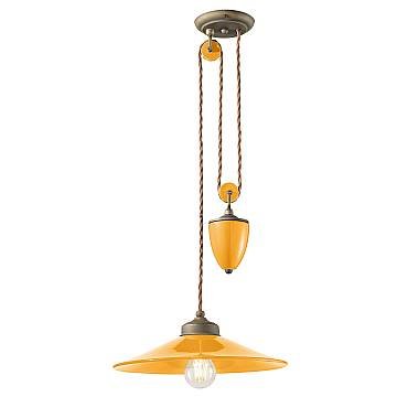 Lampadario Vintage Colors Saliscendi Ferro E Ceramica Giallo 1 Luce E27 Lampadario Vintage Colors Saliscendi Ferro E Ceramica Giallo 1 Luce E27