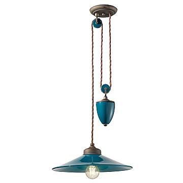 Lampadario Vintage Colors Saliscendi Ferro E Ceramica Verde Petrolio 1 Luce E27 Lampadario Vintage Colors Saliscendi Ferro E Ceramica Verde Petrolio 1 Luce E27