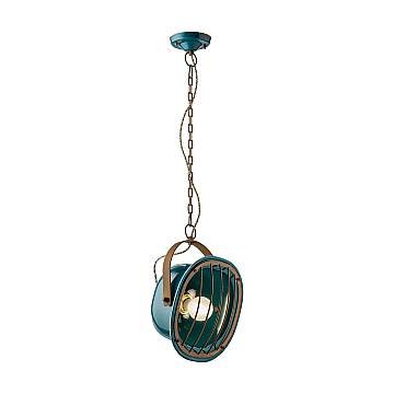 Lampadario Vintage Industrial Ferro E Ceramica Verde 1 Luce E27