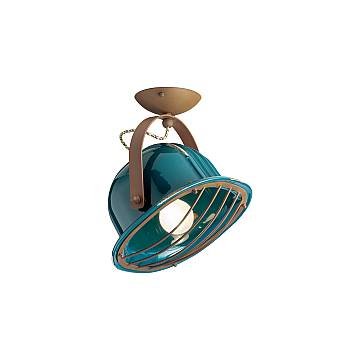 Plafoniera Vintage Industrial Ferro E Ceramica Verde 1 Luce E27