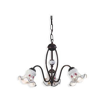 Lampadario Classico Chieti Metallo E Ceramica Nero Sfumato Rame 3 Luci E14