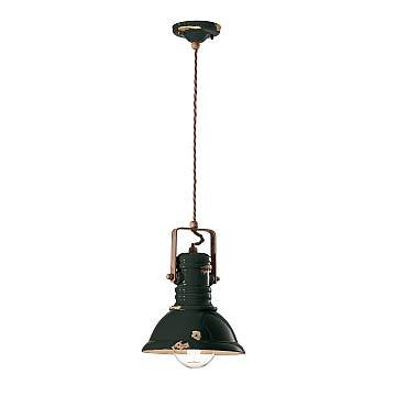 Lampadario Industrial Ferro E Ceramica Vintage Nero 1 Luce E27 23Cm