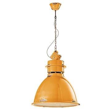 Lampadario Industrial Ferro E Ceramica Vintage Giallo 1 Luce E27 50Cm