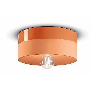 Plafoniera Media Vintage Decò Pi Ceramica Arancio Pesca 1 Luce E27