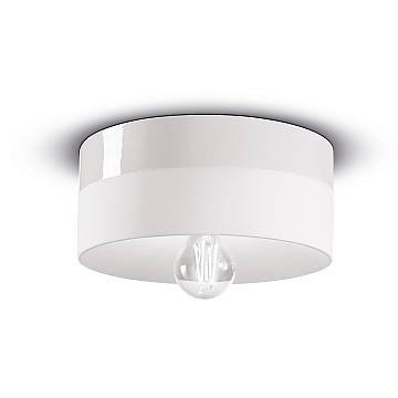 Plafoniera Media Vintage Decò Pi Ceramica Bianco Grezzo 1 Luce E27