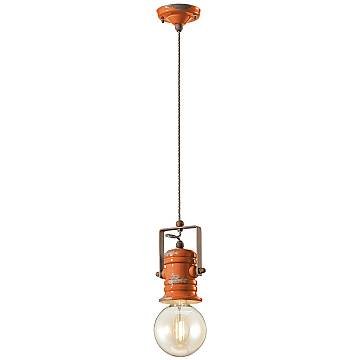 Lampadario Industrial Minimal Urban Ferro Ceramica Vintage Arancio 1 Luce E27