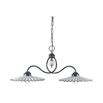 Lampadario Classico L'Aquila Metallo Ceramica Nero Sfumato Rame 31Cm 2 Luci E27