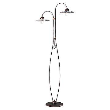 Piantana Classica L'Aquila Metallo E Ceramica Nero Sfumato Rame 2 Luci E27
