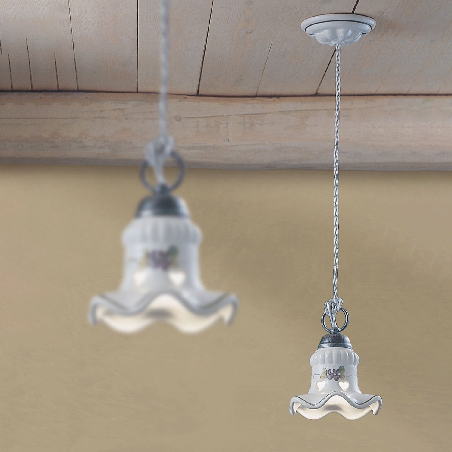 Lampadario Classico Chieti Metallo E Ceramica Nero Sfumato Argento 1 Luce E14 C203-NA-13-DEC-COO