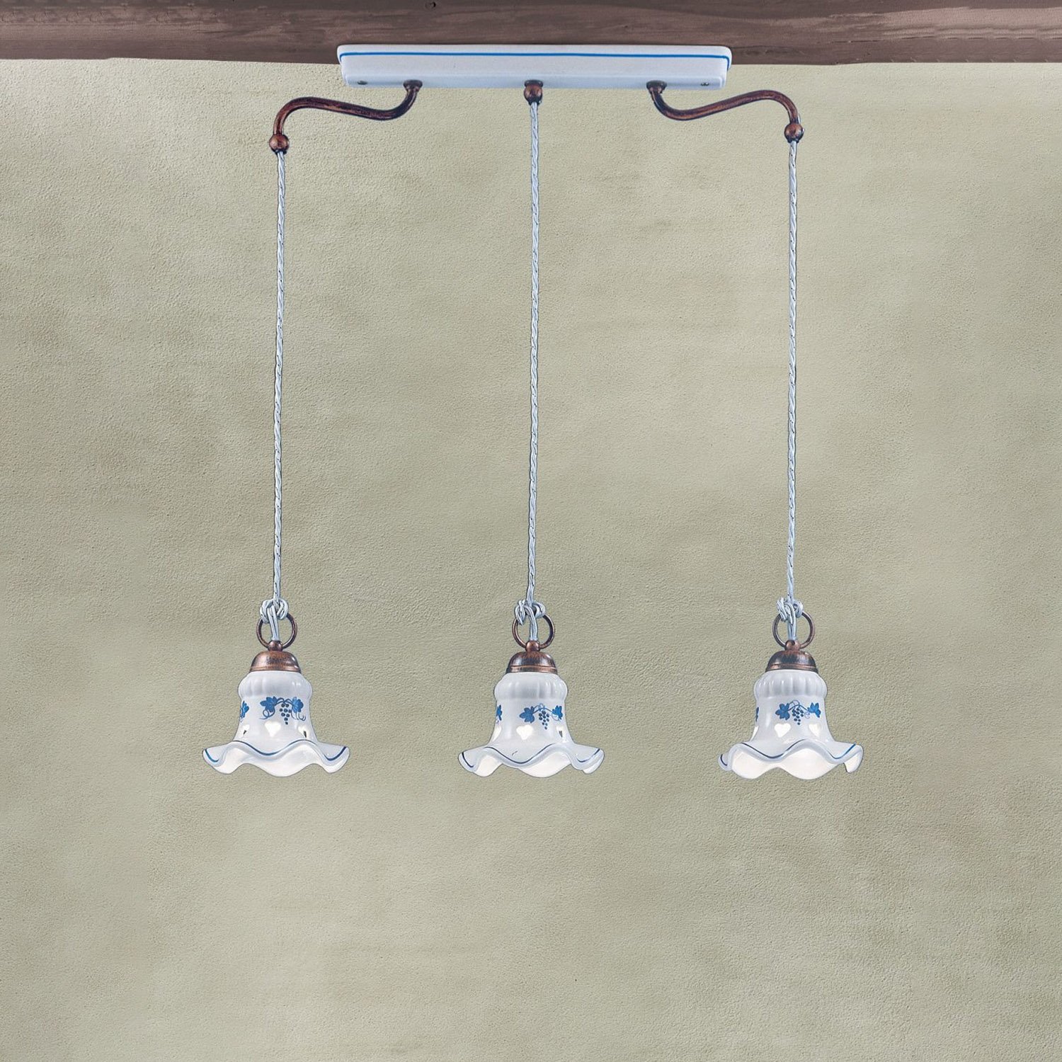 Lampadario Classico Chieti Metallo E Ceramica Nero Sfumato Argento 3 Luci E14 C204-NR-08-DEC-LOB