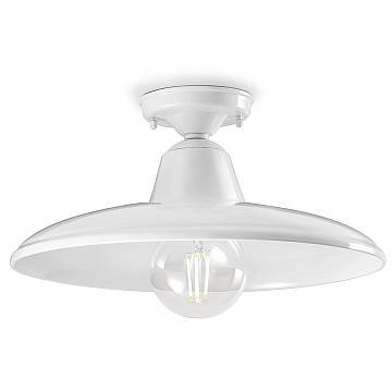 Plafoniera Industrial Minimal Nordico B&W Metallo Smaltato Bianco 1 Luce E27 Plafoniera Industrial Minimal Nordico B&W Metallo Smaltato Bianco 1 Luce E27