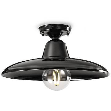 Plafoniera Industrial Minimal Nordico B&W Metallo Smaltato Nero 1 Luce E27 Plafoniera Industrial Minimal Nordico B&W Metallo Smaltato Nero 1 Luce E27