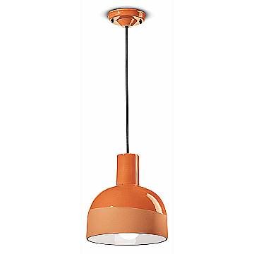 Lampadario Vintage Decò Caxixi Ceramica Arancio Pesca 1 Luce E27