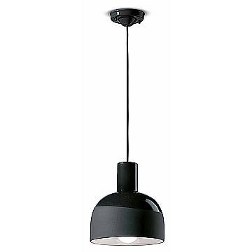 Lampadario Vintage Decò Caxixi Ceramica Nero Carbone 1 Luce E27