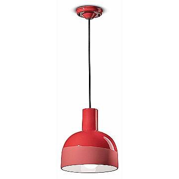 Lampadario Vintage Decò Caxixi Ceramica Rosso Corallo 1 Luce E27