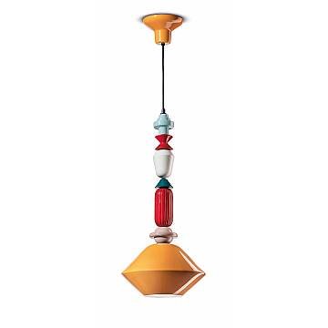 Sospensione Media Vintage Decò Lariat Ceramica Giallo 1 Luce E27 Sospensione Media Vintage Decò Lariat Ceramica Giallo 1 Luce E27