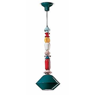 Sospensione Grande Vintage Decò Lariat Ceramica Verde Petrolio 1 Luce E27 Sospensione Grande Vintage Decò Lariat Ceramica Verde Petrolio 1 Luce E27