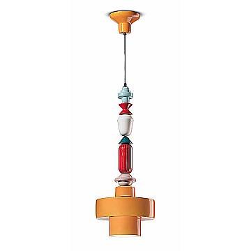 Sospensione Media Tonda Vintage Decò Lariat Ceramica Giallo 1 Luce E27 Sospensione Media Tonda Vintage Decò Lariat Ceramica Giallo 1 Luce E27