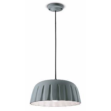 Sospensione Grande Vintage Decò Madame Gres Ceramica Grigio Tele 1 Luce E27 Sospensione Grande Vintage Decò Madame Gres Ceramica Grigio Tele 1 Luce E27