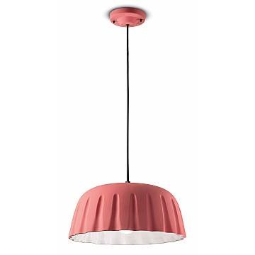 Sospensione Grande Vintage Decò Madame Gres Ceramica Rosa Corallo 1 Luce E27 Sospensione Grande Vintage Decò Madame Gres Ceramica Rosa Corallo 1 Luce E27