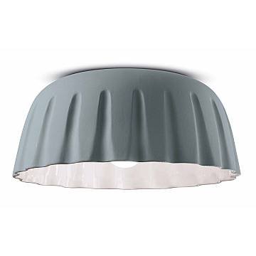 Plafoniera Grande Vintage Decò Madame Gres Ceramica Grigio Tele 1 Luce E27