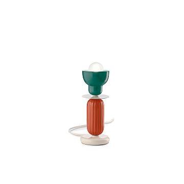 Lumetto Vintage Decò Berimbau Ferro Ceramica Turchese E Arancio Pokè 1 Luce E27