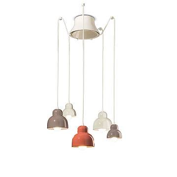 Lampadario Finitura Mix Vintage Decò Berimbau Ceramica 3 Luci E27