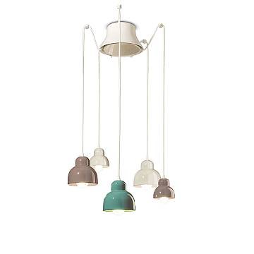 Lampadario Vintage Decò Berimbau Mix Ceramica 3 Luci E27