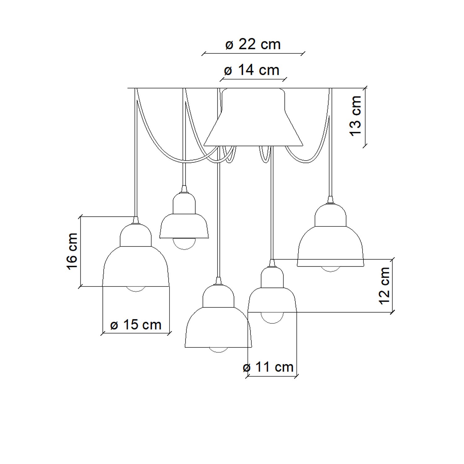 Lampadario Vintage Decò Berimbau Ceramica 3 Luci E27 C2609-MIX