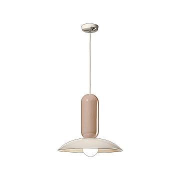 Lampadario Vintage Decò Pau Ceramica Crema E Grigio Sabbia 1 Luce E27