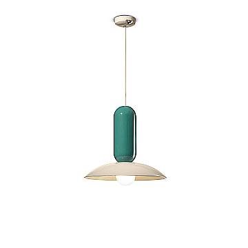 Lampadario Vintage Decò Pau Ceramica Crema E Turchese 1 Luce E27