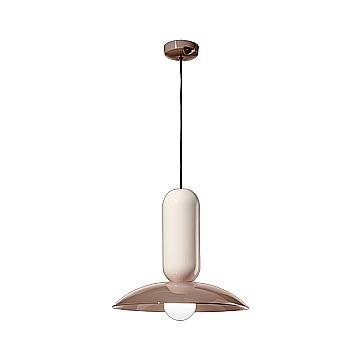 Lampadario Vintage Decò Pau Ceramica Crena E Moka 1 Luce E27