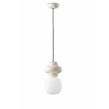 Sospensione Vintage Decò Copacabana Ceramica Bianca 1 Luce E27