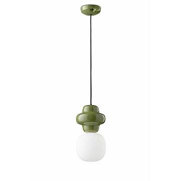 Sospensione Vintage Decò Copacabana Ceramica Verde 1 Luce E27