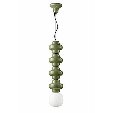 Sospensione Vintage Decò Copacabana 4 Moduli Ceramica Verde 1 Luce E27