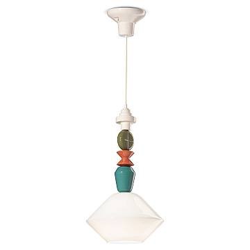 Sospensione Piccola Vintage Decò Lariat Ceramica Bianco Latte 1 Luce E27 Sospensione Piccola Vintage Decò Lariat Ceramica Bianco Latte 1 Luce E27