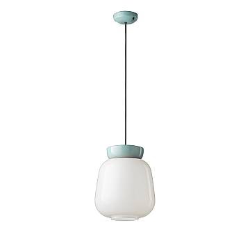 Sospensione Vintage Piccola Decò Corcovado Ceramica-Vetro Azzurro-Bianco E27