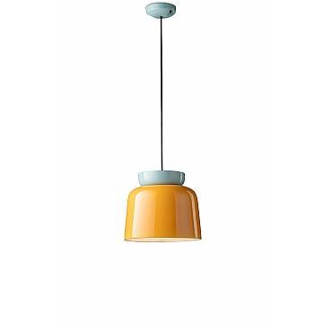 Sospensione Vintage Grande Decò Corcovado Ceramica Gialla E Azzurra E27