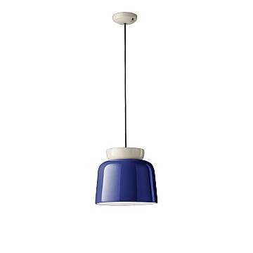 Sospensione Vintage Grande Decò Corcovado Ceramica Crema E Blu Robot E27
