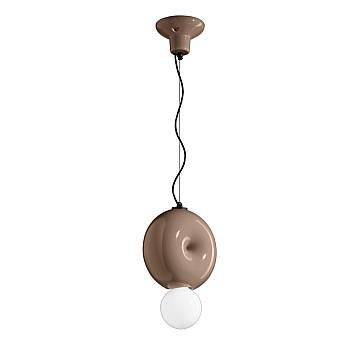Sospensione Vintage Decò Bumbum 1 Elemento Ceramica Marrone Moka 1 Luce E27
