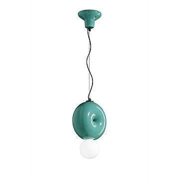 Sospensione Vintage Decò Bumbum 1 Elemento Ceramica Turchese 1 Luce E27