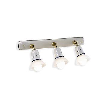 Applique Classica Savona Ceramica E Ottone Satinato Decorato 3 Luci E14